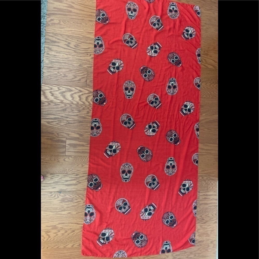 Skull Scarf Day of the Dead HUGE wrap Scarf pare 34” x 74”